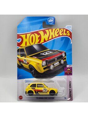 Hot Wheels 73 Honda Civic Custom Yellow Compact Kings 4/5 90/250